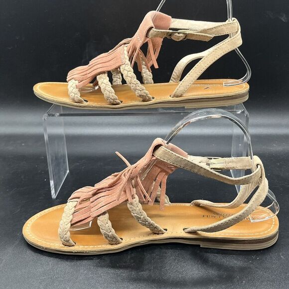 American Eagle pink fringe gladiator sandal womens size 9 casual summer spring - Picture 2 of 6